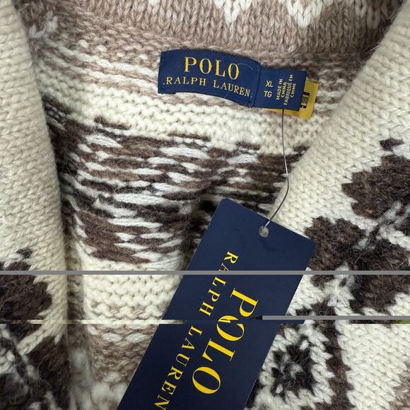 NWT Polo Ralph Lauren Women's Size XL Intarsia Shawl Fringe Alpaca Wool Cardigan - Picture 4 of 10